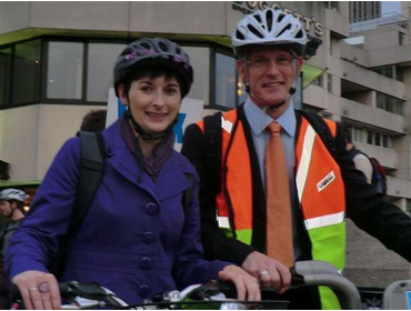 Caroline Pidgeon and Brian Paddick on bikes